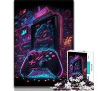 1000 Piece Jigsaw Puzzles for Adults & Teens Neon Gaming Room 1000 Piece Puzzle,Family Educational Games Home Decoration Gift 38x26cm