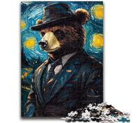 1000 Piece Jigsaw Puzzles for Adults & Teens Night Sky Brown Bear Stress Reliever Difficult Challenge Every Piece Is Unique - Challenging Family Fun Game 50x75cm
