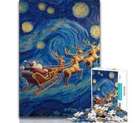 1000 Piece Jigsaw Puzzles for Adults & Teens Night Sky Santa Claus Puzzles,is Ideal As Gifts for The Whole Family Suitable for And 14 38x26cm