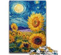 1000 Piece Jigsaw Puzzles for Adults & Teens Night Sky Sunflower 1000 Pieces for Adults,Fun Present & Activity for Home,Toy for Rainy Days (38x26cm)