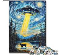 1000 Piece Jigsaw Puzzles for Adults & Teens Night Sky UFO Staycation Kill Time with Matching Poster And Trivia Sheet (size 50x75cm)