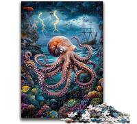 1000 Piece Jigsaw Puzzles for Adults & Teens Octopus in The Ocean Stress Reliever Difficult Challenge Every Piece Is Unique - Challenging Family Fun Game 38x26cm