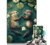 1000 Piece Jigsaw Puzzles for Adults & Teens Otter Couple,Help The Brain Exercise Addictive Toys to Cultivate Patience Gift For Birthdays 38x26cm