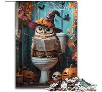 1000 Piece Jigsaw Puzzles for Adults & Teens Owl on The Toilet, Quiz Game Enhance Love between Couples for And Age 14 (Size 26x38cm)