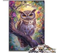 1000 Piece Jigsaw Puzzles for Adults & Teens Owl Standing on A Tree, Stress Reliever Difficult Challenge Secret Santa Gifts 26x38cm