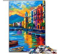 1000 Piece Jigsaw Puzzles for Adults & Teens Painting of Napoli Italy Waterfront, for Educational Game Challenge Toy Unique Home Decor And Gifts (Size 50x75cm)