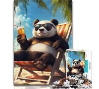 1000 Piece Jigsaw Puzzles for Adults & Teens Panda on Vacation 1000 Piece Puzzle,Birthday Present, Gifts, Wall Art for Ages 14+ (size 38x26cm)