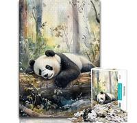 1000 Piece Jigsaw Puzzles for Adults & Teens Panda Sleeping in Autumn Puzzles,with Matching Poster And Trivia Sheet for And Age 14 Years Up (size 38x26cm)