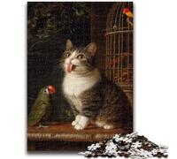 1000 Piece Jigsaw Puzzles for Adults & Teens Parrot And Cat Stress Reliever Difficult Challenge Every Piece Is Unique - Challenging Family Fun Game 50x75cm