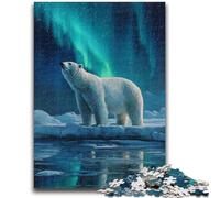 1000 Piece Jigsaw Puzzles for Adults & Teens Polar Bears Under The Aurora Adult Jigsaw,Family Educational Games Home Decoration Gift (38x26cm)