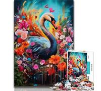 1000 Piece Jigsaw Puzzles for Adults & Teens Psychedelic Art Swan,Challenging Game Toys Wall Decoration Unique Birthday And Xmas Gifts (75x50cm)