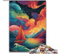 1000 Piece Jigsaw Puzzles for Adults & Teens Psychedelic Boat, Challenging Difficult with Fully Interlocking Randomly Shaped Pieces (Size 50x75cm)