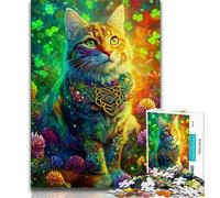 1000 Piece Jigsaw Puzzles for Adults & Teens Psychedelic Cat,Challenging Game Toys for Is Ideal As A Gift for The Whole Family 38x26cm