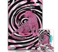 1000 Piece Jigsaw Puzzles for Adults & Teens Psychedelic Pink Leopard Teenager Jigsaw,Stress Reliever Staycation Kill Time Home Decoration Toys (size 75x50cm)