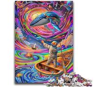 1000 Piece Jigsaw Puzzles for Adults & Teens Psychedelic Whale for And 14 Years And over Interesting Stress Reduction Gifts for Friends And Family 26x38cm
