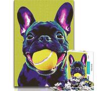 1000 Piece Jigsaw Puzzles for Adults & Teens Pug Playing Tennis 1000 Piece Puzzle,family Fun Games Is Ideal As A Gift for The Whole Family (size 38x26cm)
