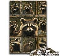 1000 Piece Jigsaw Puzzles for Adults & Teens Raccoon Collage Adult Jigsaw,Family Educational Games Home Decoration Gift (38x26cm)