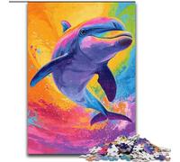 1000 Piece Jigsaw Puzzles for Adults & Teens Rainbow Dolphin, Challenging Difficult with Fully Interlocking Randomly Shaped Pieces (Size 50x75cm)