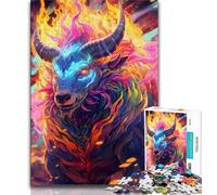1000 Piece Jigsaw Puzzles for Adults & Teens Rainbow Flame Bull Teenager Jigsaw,Stress Reliever Staycation Kill Time Home Decoration Toys (size 38x26cm)