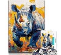 1000 Piece Jigsaw Puzzles for Adults & Teens Rhino Oil Painting Adult Puzzles,Fun Games Wall Decoration Unique Birthday And Xmas Gifts (size 38x26cm)