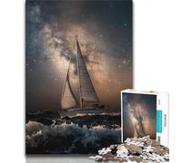 1000 Piece Jigsaw Puzzles for Adults & Teens Sailboat on The Sea Under The Galaxy,Challenging Game Toys Wall Decoration Unique Birthday And Xmas Gifts (75x50cm)