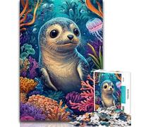 1000 Piece Jigsaw Puzzles for Adults & Teens Sea Seal 1000 Pieces for Adults,Secret Santa Gifts for Age 14 Years Up (size 38x26cm)