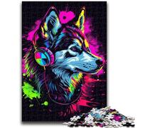 1000 Piece Jigsaw Puzzles for Adults & Teens Siberian Husky with Headphones Puzzles for Teenagers,Perfect for Game Nights, Colorful Toy for Home Gift (75x50cm)