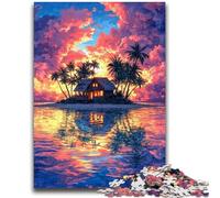 1000 Piece Jigsaw Puzzles for Adults & Teens Small House at Sunset Stress Reliever Difficult Challenge Every Piece Is Unique - Challenging Family Fun Game 38x26cm