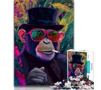 1000 Piece Jigsaw Puzzles for Adults & Teens Smoking Chimpanzee Teenager Puzzles,Learning Educational Toys Family Games Unique Birthday And Gifts (size 75x50cm)