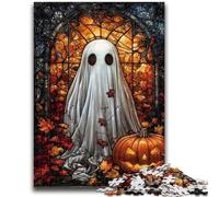 1000 Piece Jigsaw Puzzles for Adults & Teens Stained Glass Halloween Puzzles for Teenagers,Perfect for Game Nights, Colorful Toy for Home Gift (75x50cm)