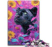 1000 Piece Jigsaw Puzzles for Adults & Teens Sunflower Black Panther for Ages 14 And over Fun Games Fun Activities at Home, Birthday Gifts, Travel Gifts 38x26cm