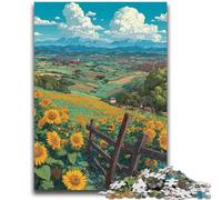 1000 Piece Jigsaw Puzzles for Adults & Teens Sunflower Field for And 14 Years And over Interesting Stress Reduction Gifts for Friends And Family 26x38cm