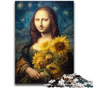 1000 Piece Jigsaw Puzzles for Adults & Teens Sunflower Mona Lisa Stress Reliever Difficult Challenge Every Piece Is Unique - Challenging Family Fun Game 38x26cm