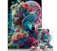 1000 Piece Jigsaw Puzzles for Adults & Teens The Wolf And The Girl Rose,Challenging Game for Is Ideal As A Gift for The Whole Family (38x26cm)