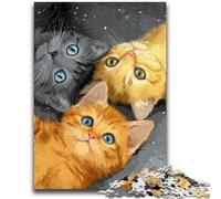 1000 Piece Jigsaw Puzzles for Adults & Teens Three Cats Suitable for Ages 14 And Up Family Games Deal As Gifts for The Whole Family 38x26cm