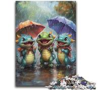 1000 Piece Jigsaw Puzzles for Adults & Teens Three Dinosaurs Under Umbrella Puzzles for Teenagers,Perfect for Game Nights, Colorful Toy for Home Gift (26x38cm)