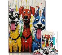 1000 Piece Jigsaw Puzzles for Adults & Teens Three Happy Dogs,Challenging Game for Is Ideal As A Gift for The Whole Family (75x50cm)