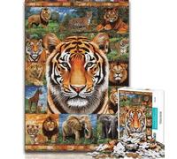 1000 Piece Jigsaw Puzzles for Adults & Teens Tiger Collage 1000 Pieces for Adults,Decompressing Intellectual Educational Toy Perfect Decoration 38x26cm
