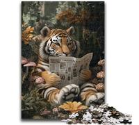 1000 Piece Jigsaw Puzzles for Adults & Teens Tiger Reading A Book for And 14 Years And over Impossible Game Christmas Birthday Gift 26x38cm