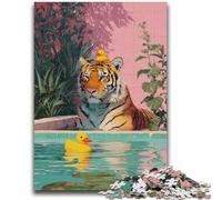 1000 Piece Jigsaw Puzzles for Adults & Teens Tiger Taking A Bath 1000 Pieces for Adults,Decompressing Intellectual Educational Toy Perfect Decoration (38x26cm)