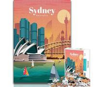 1000 Piece Jigsaw Puzzles for Adults & Teens Travel to Sydney,Stress Reliever Staycation Kill Time Enhance Love between Couples (38x26cm)