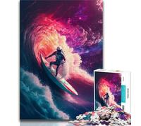 1000 Piece Jigsaw Puzzles for Adults & Teens Wave Surfing Astronaut Puzzles for Teenagers,learning Educational for Is Ideal As A Gift for The Whole Family 38x26cm
