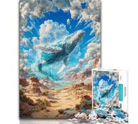 1000 Piece Jigsaw Puzzles for Adults & Teens Whales in The Desert,Challenging Game And Family Play with Fully Interlocking Randomly Shaped Pieces 38x26cm