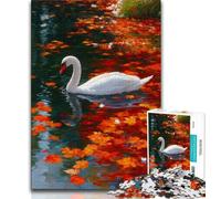 1000 Piece Jigsaw Puzzles for Adults & Teens White Swan in Autumn,Challenging Game for Is Ideal As A Gift for The Whole Family (75x50cm)