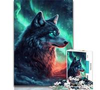 1000 Piece Jigsaw Puzzles for Adults & Teens Wolf Under The Aurora,Challenging Game for Is Ideal As A Gift for The Whole Family (38x26cm)