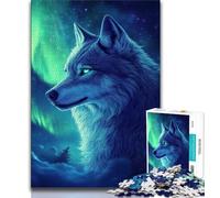1000 Piece Jigsaw Puzzles for Adults & Teens Wolf Under The Aurora,Challenging Game for Is Ideal As A Gift for The Whole Family (75x50cm)
