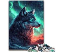 1000 Piece Jigsaw Puzzles for Adults & Teens Wolf Under The Aurora for Ages 14 And over Fun Games Fun Activities at Home, Birthday Gifts, Travel Gifts 50x75cm