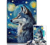 1000 Piece Jigsaw Puzzles for Adults & Teens Wolf Under The Night Sky,Challenging Game Toys Wall Decoration Unique Birthday And Xmas Gifts (38x26cm)