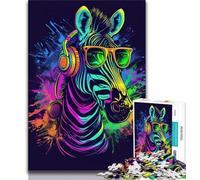 1000 Piece Jigsaw Puzzles for Adults & Teens Zebra with Headphones Teenager Jigsaw,Stress Reliever Staycation Kill Time Home Decoration Toys (size 38x26cm)
