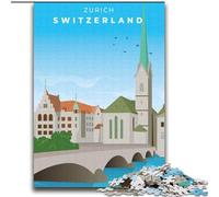 1000 Piece Jigsaw Puzzles for Adults & Teens Zurich Travel Art Quiz Game for Is Ideal As A Gift for The Whole Family (38x52cm) 1000pcs